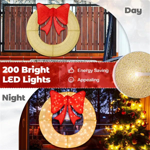 Pre-Lit Christmas Wreath – 200 LED Lights