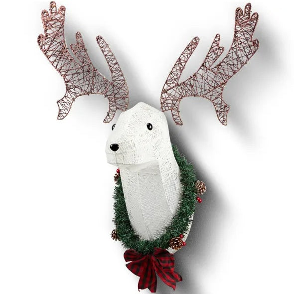 Lighted Christmas Reindeer Head – 39" Pre-Lit 3D Wreath