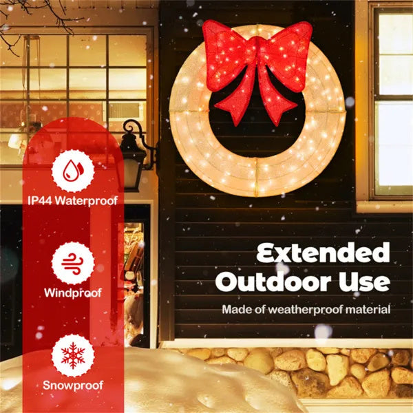 Pre-Lit Christmas Wreath – 200 LED Lights