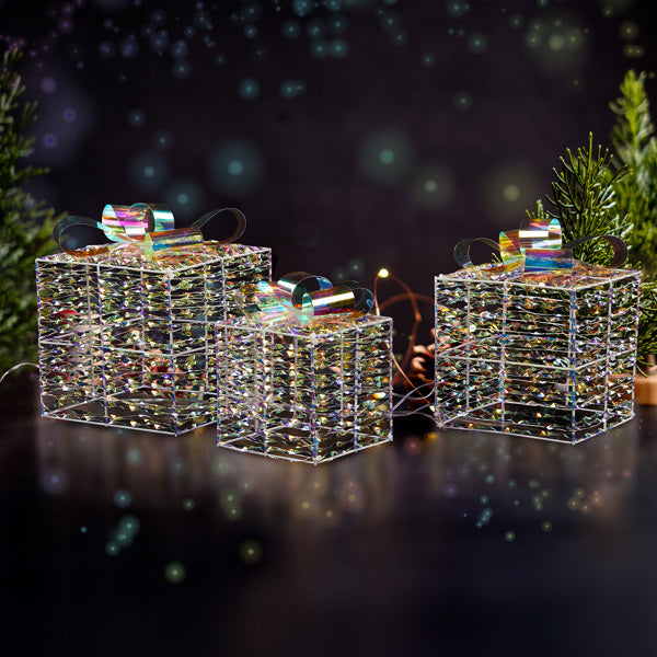 3PCS Colorful Lighted Christmas Gift Boxes