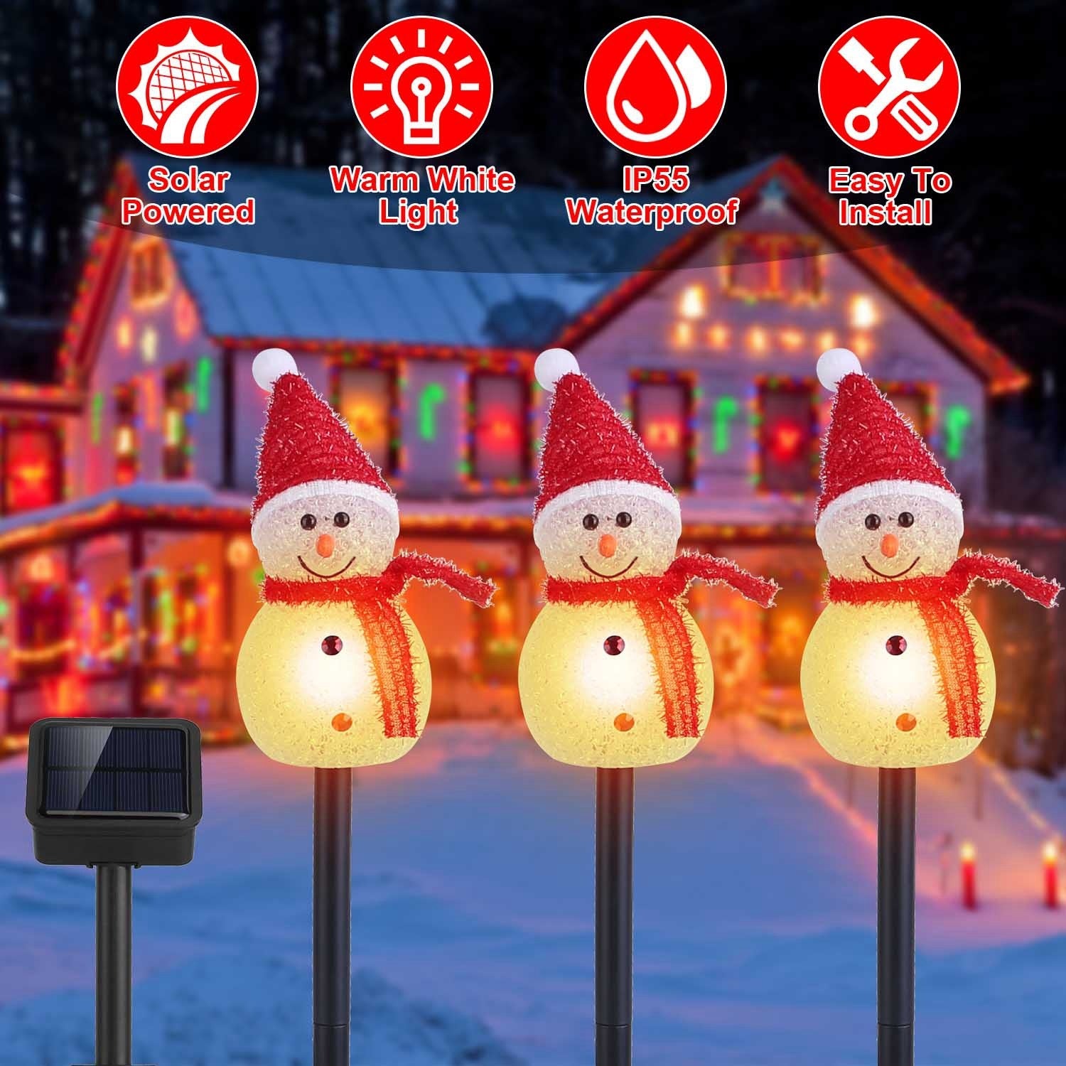 Solar Snowmen Garden Light