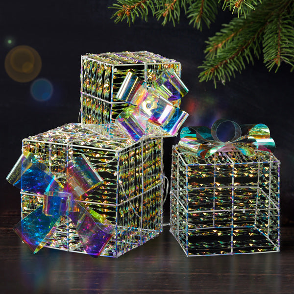 3PCS Colorful Lighted Christmas Gift Boxes