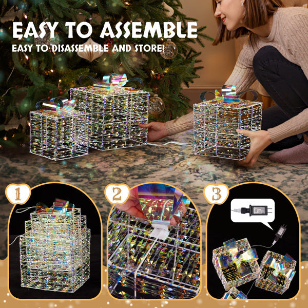3PCS Colorful Lighted Christmas Gift Boxes