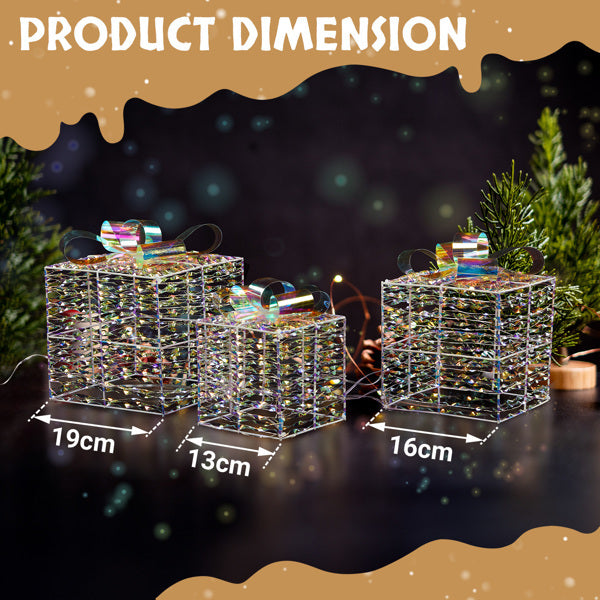 3PCS Colorful Lighted Christmas Gift Boxes