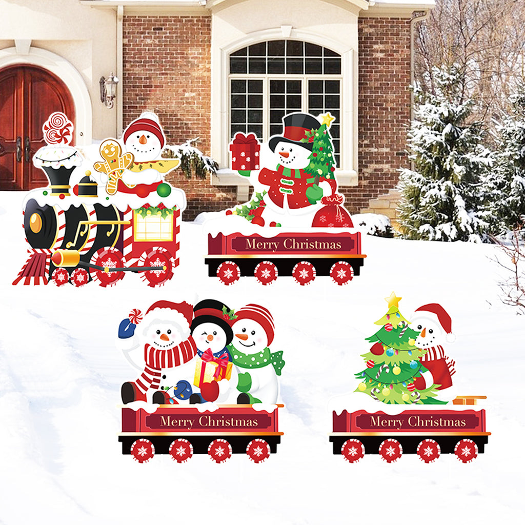 4-Pack Christmas Yard Signs with Stakes