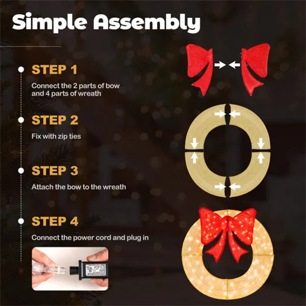 Pre-Lit Christmas Wreath – 200 LED Lights